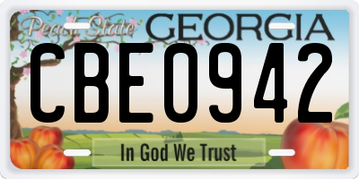 GA license plate CBE0942