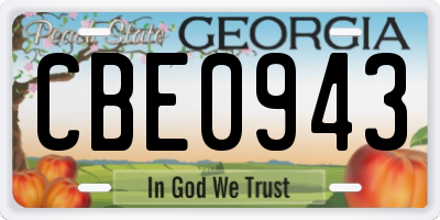 GA license plate CBE0943