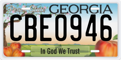 GA license plate CBE0946