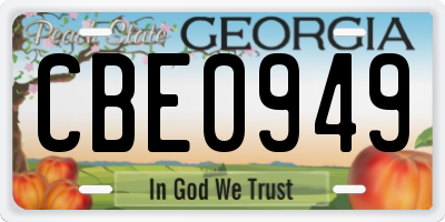 GA license plate CBE0949