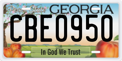 GA license plate CBE0950