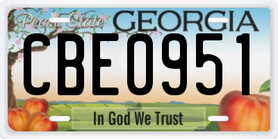 GA license plate CBE0951