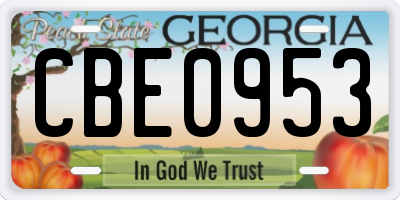 GA license plate CBE0953