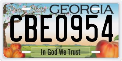 GA license plate CBE0954