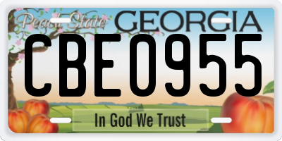 GA license plate CBE0955