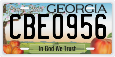 GA license plate CBE0956