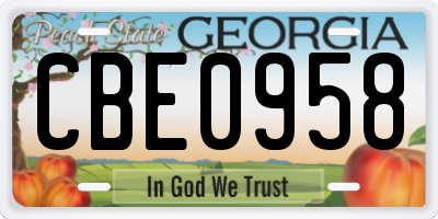 GA license plate CBE0958