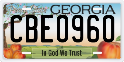 GA license plate CBE0960