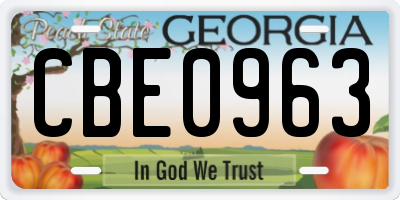 GA license plate CBE0963