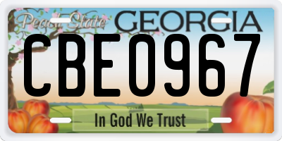 GA license plate CBE0967