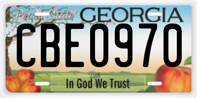 GA license plate CBE0970