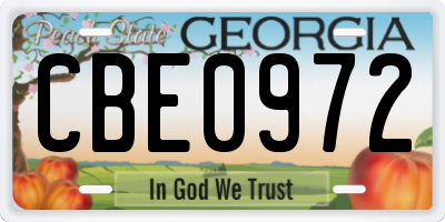 GA license plate CBE0972