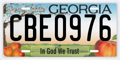 GA license plate CBE0976