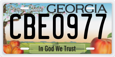 GA license plate CBE0977