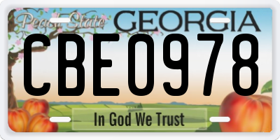 GA license plate CBE0978