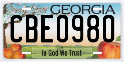 GA license plate CBE0980