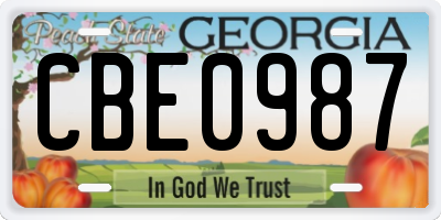 GA license plate CBE0987