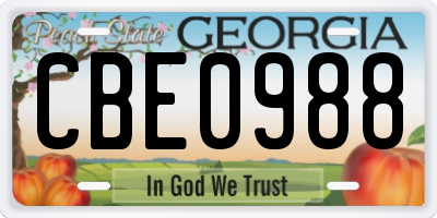 GA license plate CBE0988