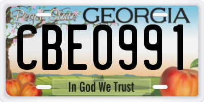 GA license plate CBE0991