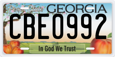 GA license plate CBE0992