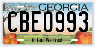 GA license plate CBE0993