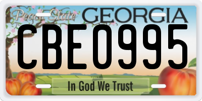 GA license plate CBE0995