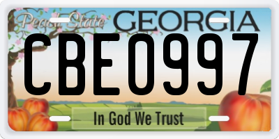 GA license plate CBE0997