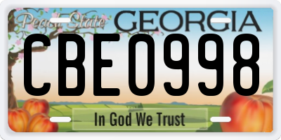 GA license plate CBE0998