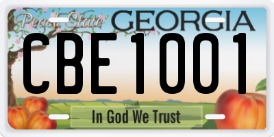 GA license plate CBE1001