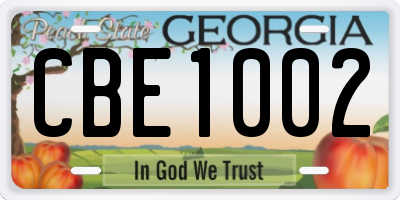 GA license plate CBE1002