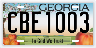 GA license plate CBE1003