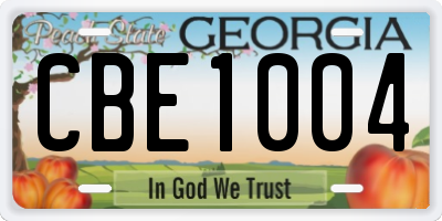 GA license plate CBE1004