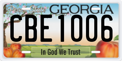 GA license plate CBE1006