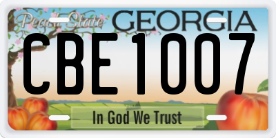 GA license plate CBE1007