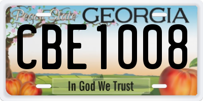 GA license plate CBE1008