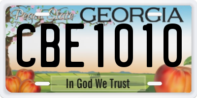 GA license plate CBE1010