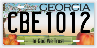 GA license plate CBE1012