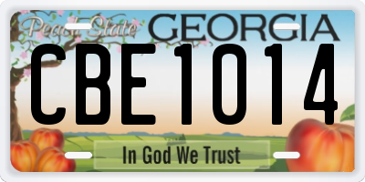 GA license plate CBE1014