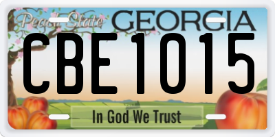 GA license plate CBE1015