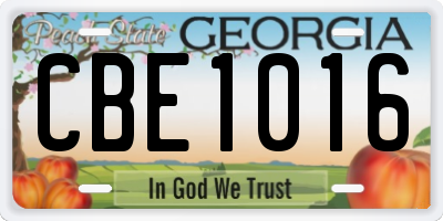 GA license plate CBE1016