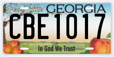 GA license plate CBE1017