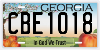 GA license plate CBE1018