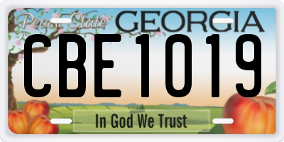 GA license plate CBE1019