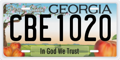 GA license plate CBE1020