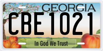 GA license plate CBE1021