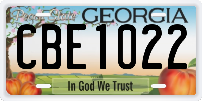 GA license plate CBE1022