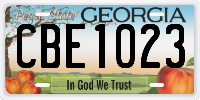 GA license plate CBE1023