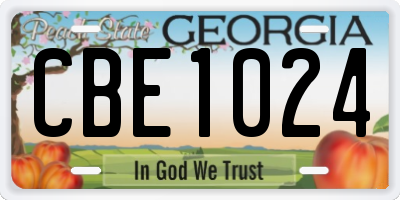 GA license plate CBE1024