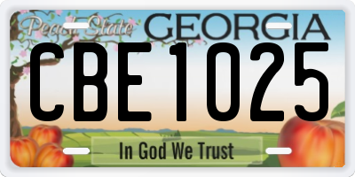 GA license plate CBE1025