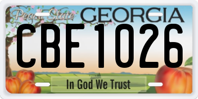 GA license plate CBE1026